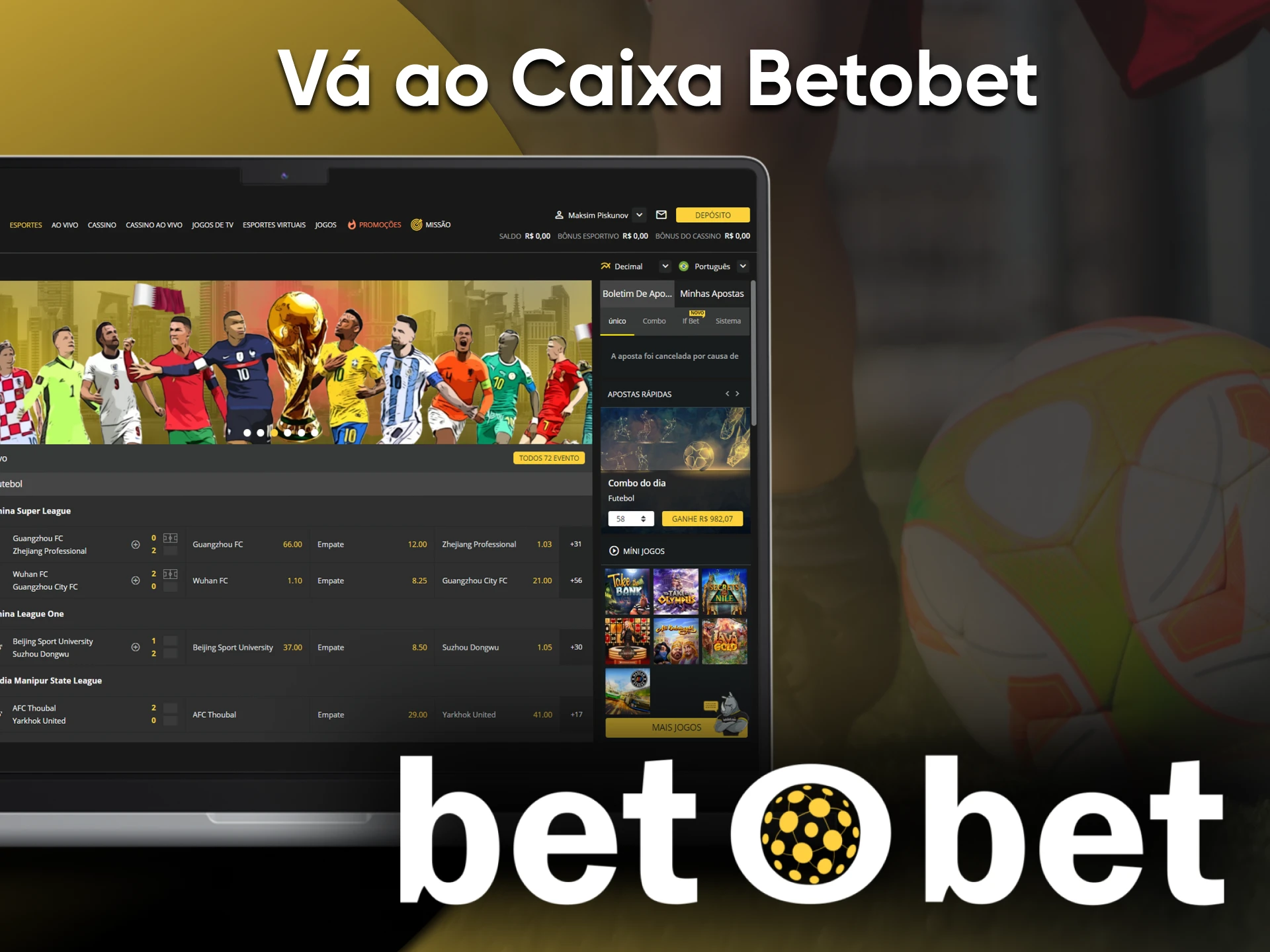Vá para a seção desejada no Betobet.