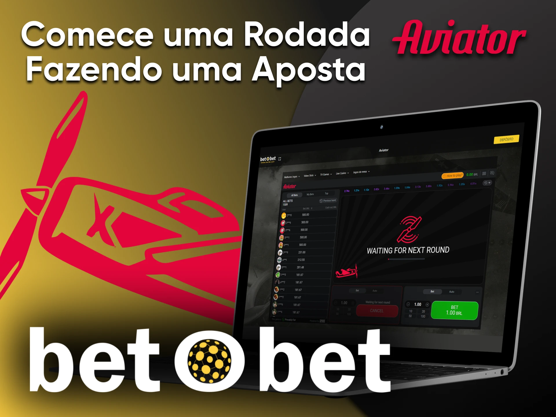 Faça sua primeira aposta no jogo Aviator da Betobet.