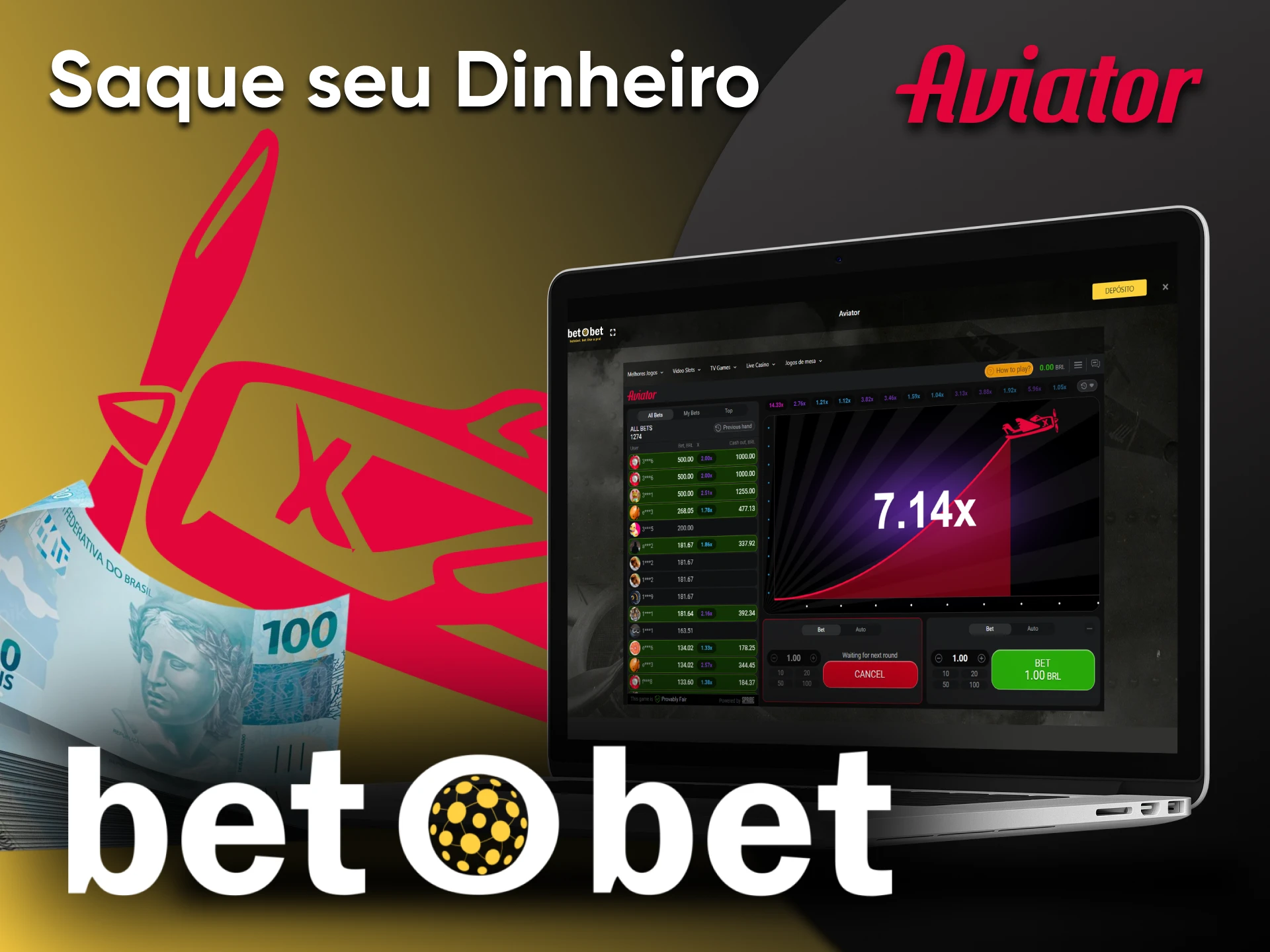 Retire seus ganhos do jogo Aviator da Betobet.